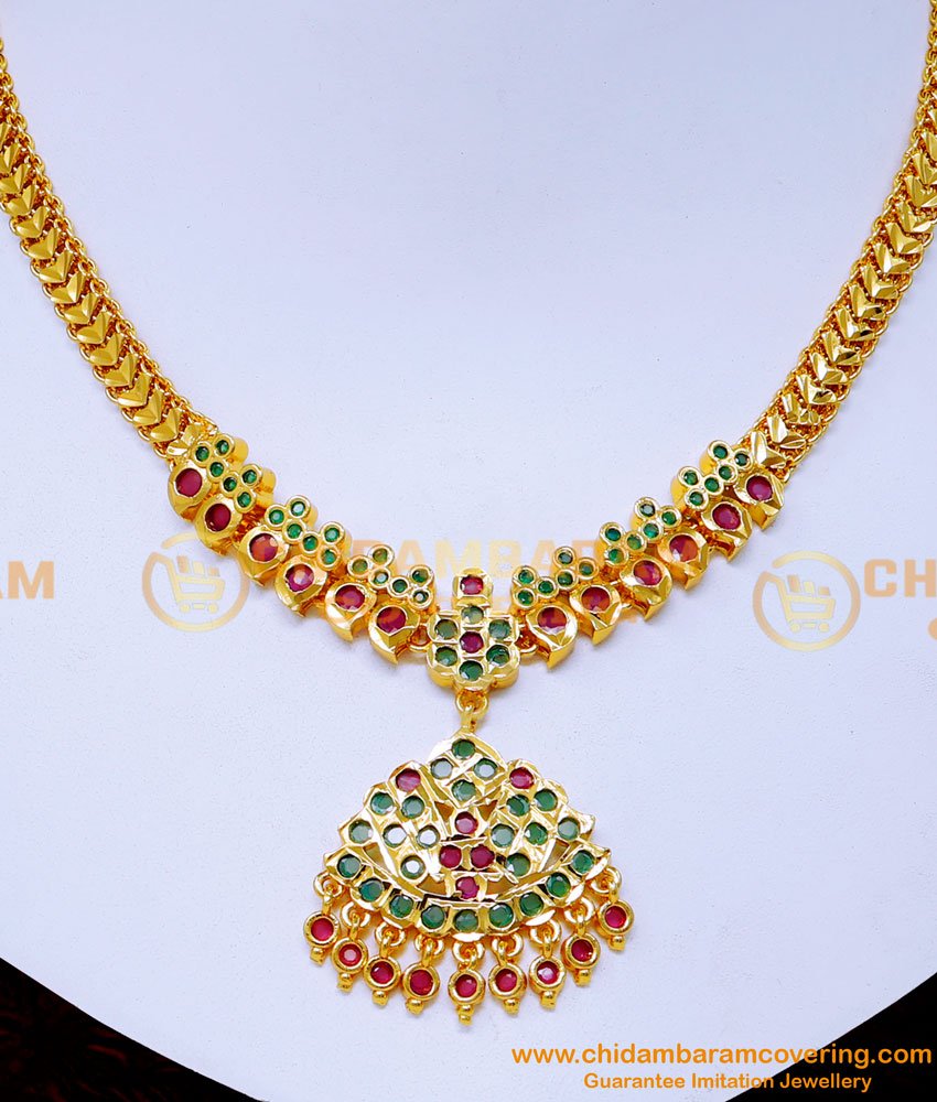 NLC1497 - Ruby Emerald Attigai Impon Jewellery Online Shopping