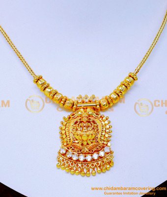 NLC1498 - Latest Light Weight White Stone Lakshmi Necklace Design