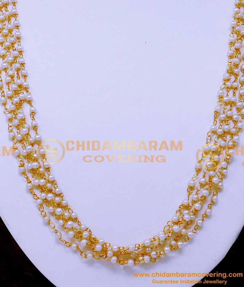 NLC1499 - 1 Gram Gold Light Weight Necklace Design with Beads