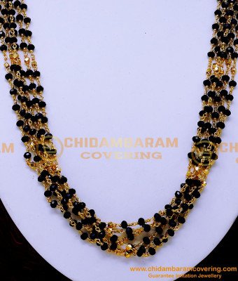 NLC1500 - Trendy Black Crystal with Gold Beads Necklace Design