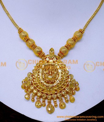 NLC1507 - Gold Look Lakshmi Necklace South Indian Bridal Jewellery