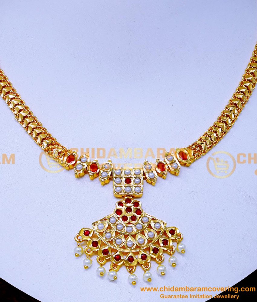 Nlc1509 - South Indian Bridal Jewellery Impon Pearl Necklace Online