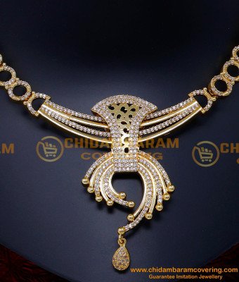 NLC1512 - Beautiful Party Wear Sri Lankan White Stone Necklace Set