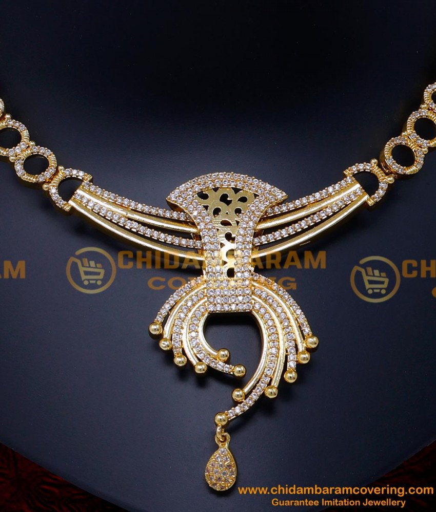 NLC1512 - Beautiful Party Wear Sri Lankan White Stone Necklace Set