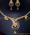 NLC1516 - New White Stone Gold Wedding Necklace Design with Earrings