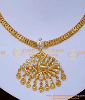 NLC1519 - New Model Wedding White Stone Impon Necklace Models