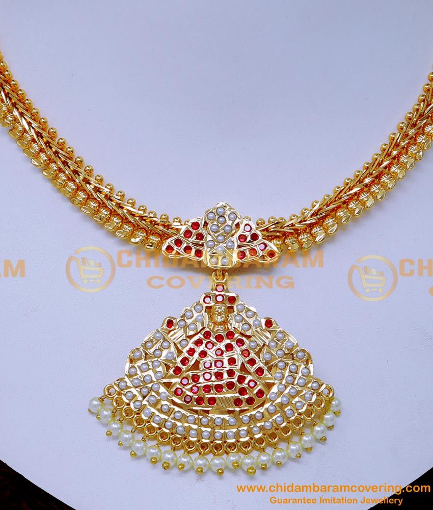 NLC1529 - Trendy Impon Lakshmi Design Muthu Necklace for Wedding