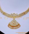 NLC1531 - Gold Design White Stone Necklace Impon Jewellery