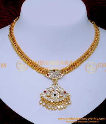 NLC1524 - New Gold Attigai Mango Model Impon Necklace Designs