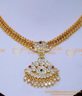 NLC1524 - New Gold Attigai Mango Model Impon Necklace Designs
