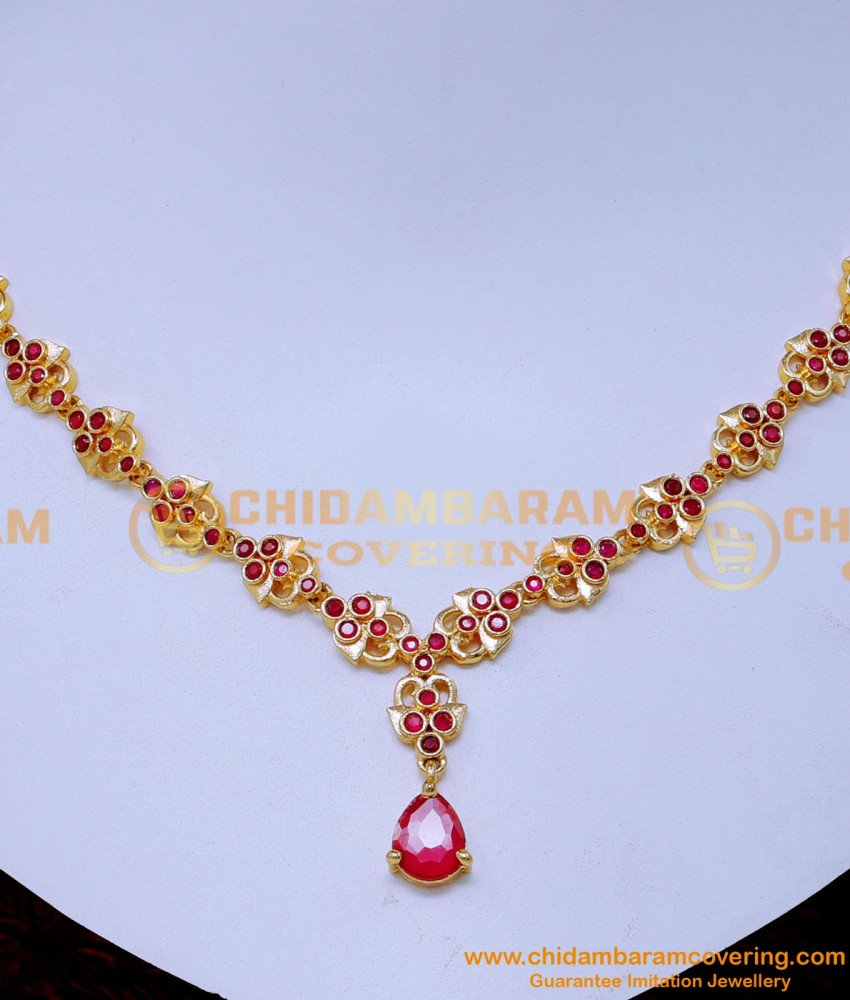 NLC1541 - Unique Daily Wear Light Weight Ruby Necklace Design