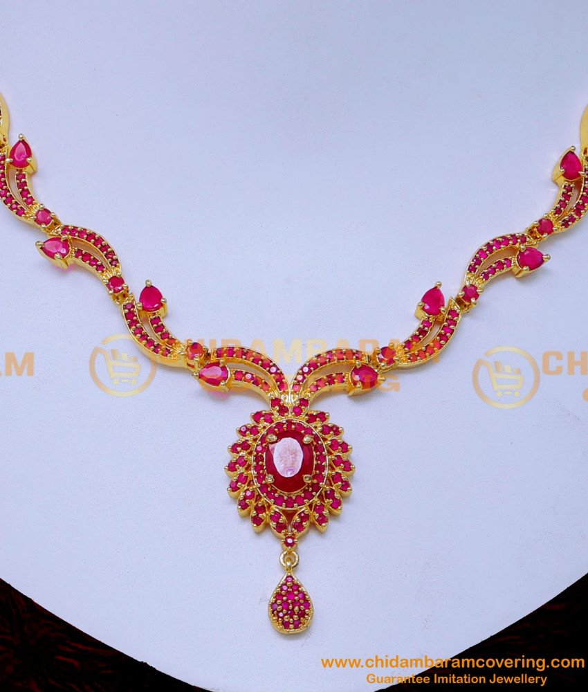 NLC1543 - Modern Light Weight Party Wear Ruby Necklace Designs