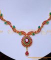 NLC1544 - Elegant Ruby Emerald Necklace Gold Design for Women