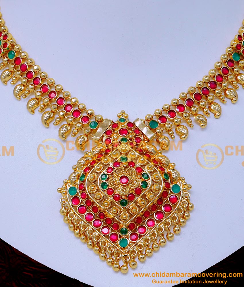 NLC1549 - South Indian Traditional Gold Necklace Designs Online