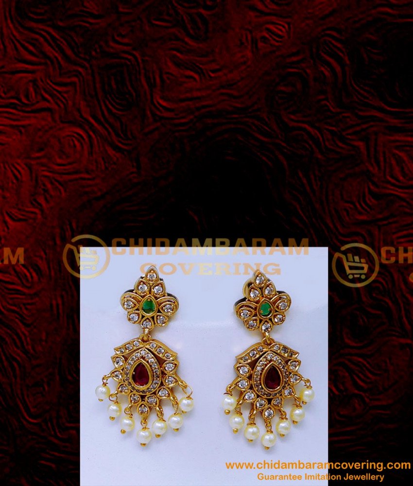 NLC1553 - Latest Model Gold and Pearl Antique Necklace Designs