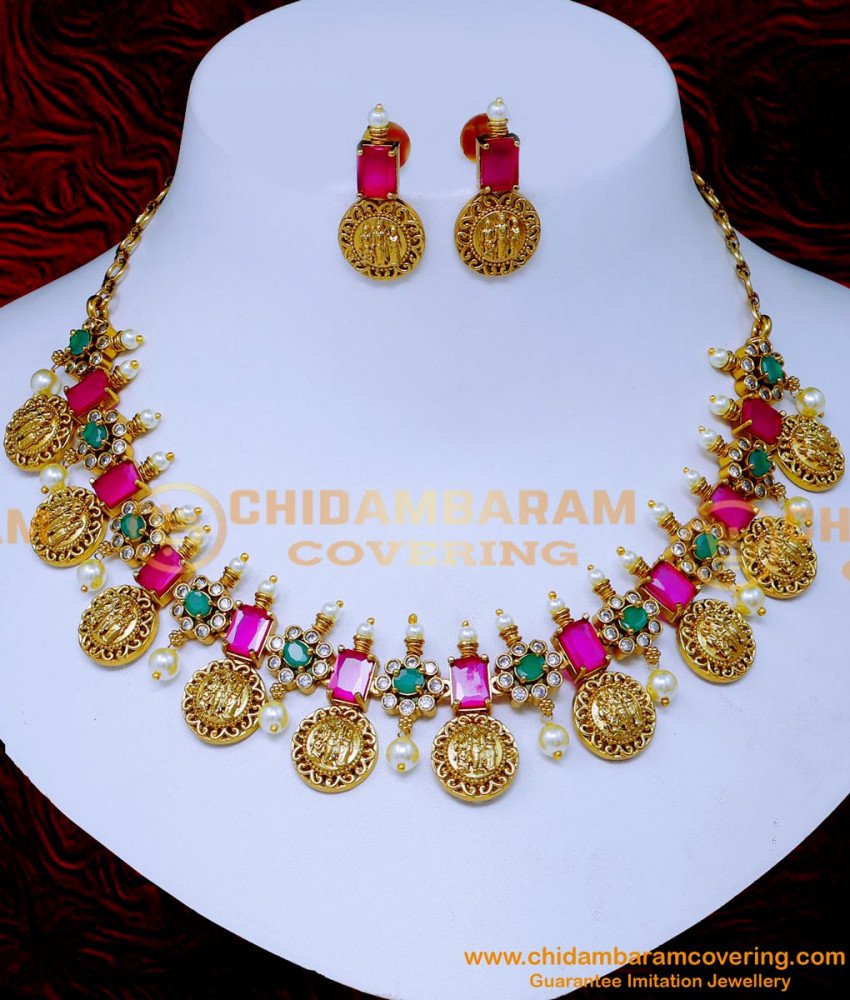 NLC1559 - First Quality Antique Ramparivar Short Necklace Set