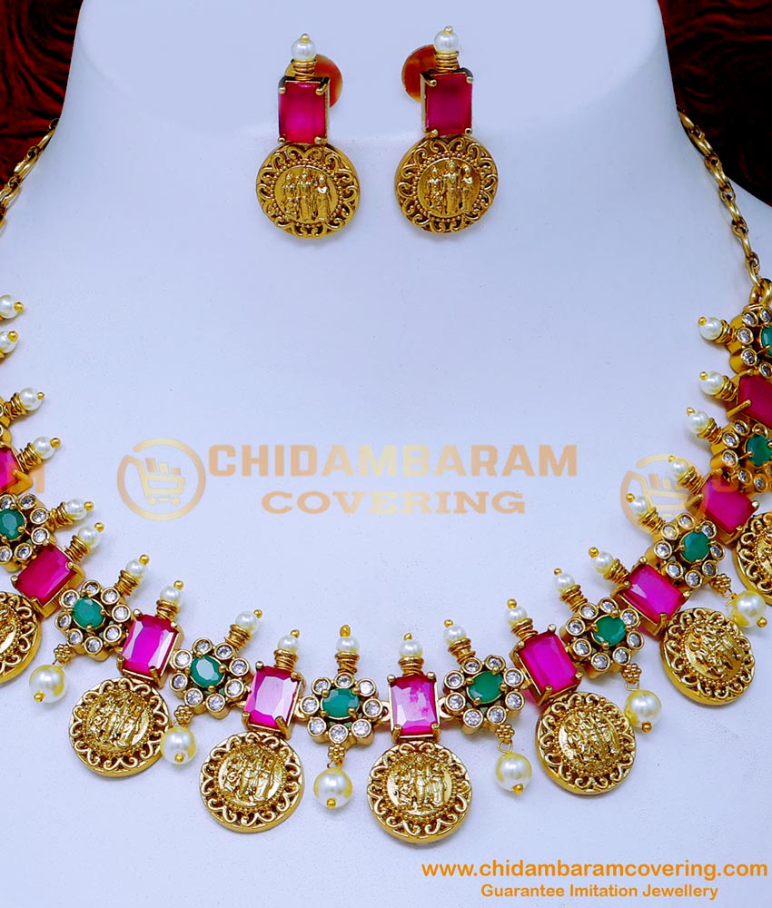 NLC1559 - First Quality Antique Ramparivar Short Necklace Set