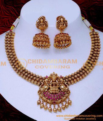 NLC1561 - Premium Quality Wedding Antique Gold Necklace Designs