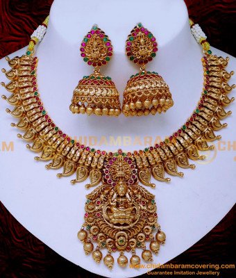 NLC1563 - first Quality Heavy Necklace Gold Antique Jewellery Set