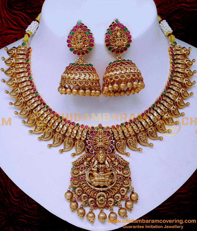 NLC1563 - first Quality Heavy Necklace Gold Antique Jewellery Set