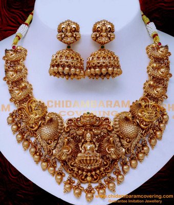 NLC1564 - Premium Quality Latest Gold Design Antique Necklace Set