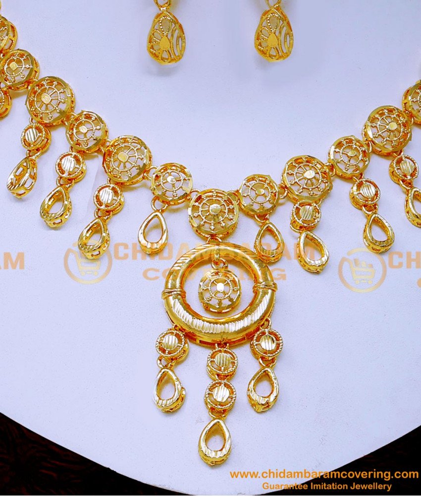 NLC1568 - Wedding Wear Light Weight Turkish Gold Necklace Set