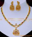 NLC1581 - 1 Gram Gold Plated Multi Stone Impon Necklace Set