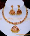 NLC1585 - Impon Gold Design Ruby Necklace Set for Wedding