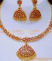 NLC1585 - Impon Gold Design Ruby Necklace Set for Wedding