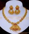NLC1587 - New Model Ad Stone Lakshmi Design Necklace Set for Women
