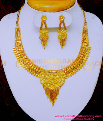 NLC1589 - Traditional 2 Gram Gold Plated Necklace with Earrings