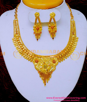 NLC1590 - Latest Forming Gold Bridal Gold Necklace Set Designs