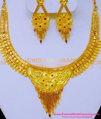 NLC1591 - Wedding Gold Necklace Set 2 Gram Gold Jewellery