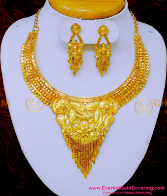 NLC1595 - First Quality 2 Gram Gold Plated Necklace Set for Women