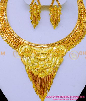 NLC1595 - First Quality 2 Gram Gold Plated Necklace Set for Women