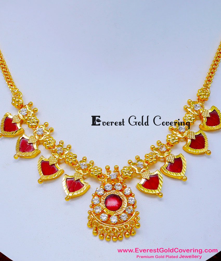 NLC1602 - Kerala Wedding Jewellery Red Palakka Mala Online