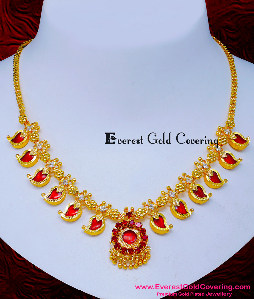 NLC1604 - Kerala Jewellery Design Red Mango Palakka Mala Online
