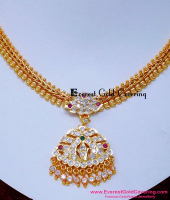 NLC1608 - Panchaloha Mango Model Impon Stone Necklace Designs