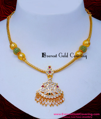NLC1616 - Unique Impon Stone Attigai Necklace Design for Women