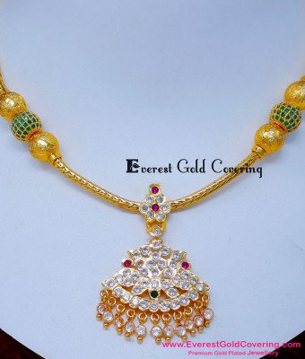 NLC1616 - Unique Impon Stone Attigai Necklace Design for Women