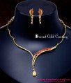 NLC1617 - Beautiful Simple Ruby Stone 1 Gram Gold Necklace Set
