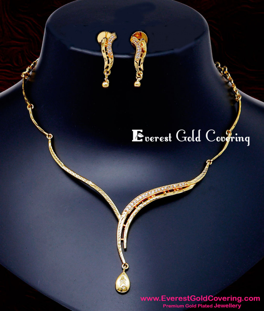 NLC1618 - Diamond Model White Stone Artificial Necklace Set