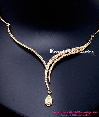 NLC1618 - Diamond Model White Stone Artificial Necklace Set