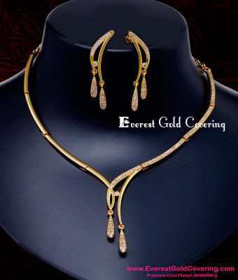 NLC1619 - Elegant Modern White Stone Necklace Set for Wedding