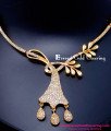 NLC1623 - Latest 1 Gram Gold Plated White Stone Necklace Design