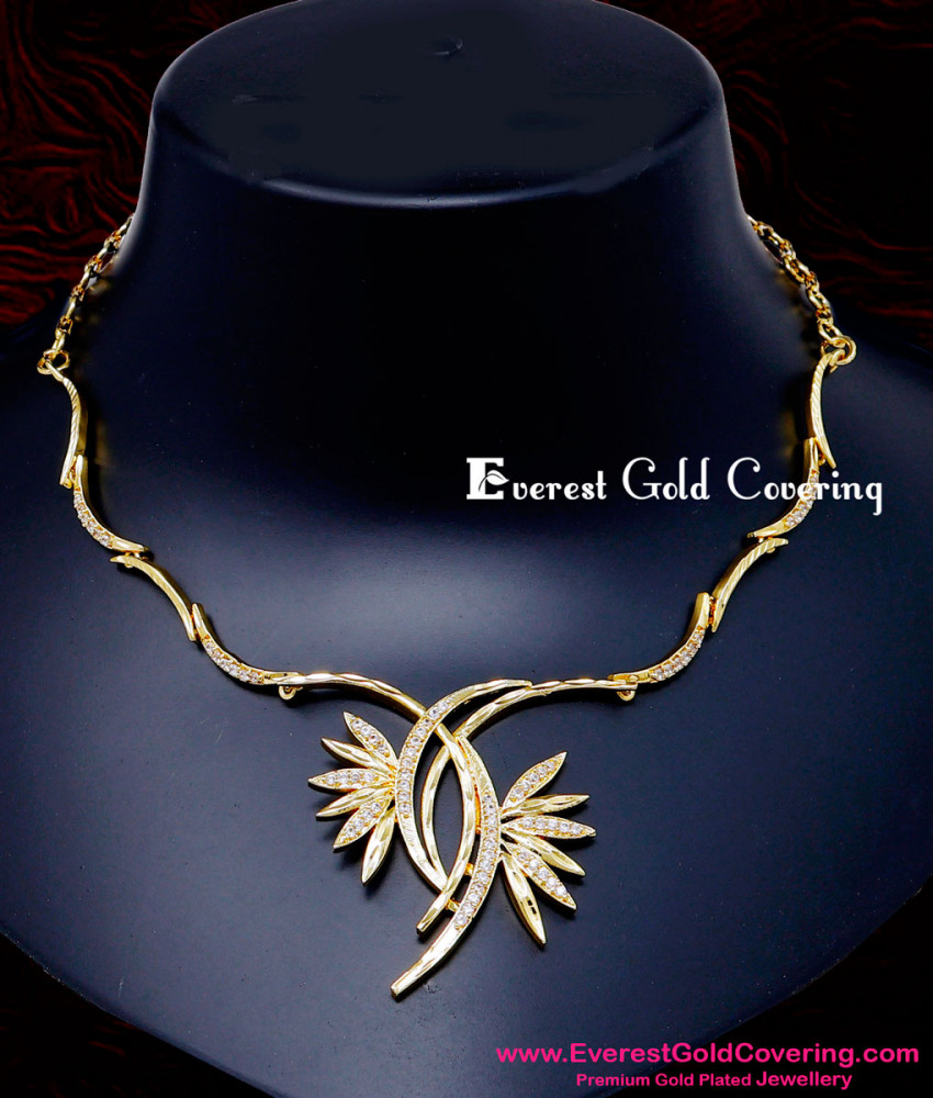 NLC1624 - New Party Wear Unique Simple Diamond Necklace Designs