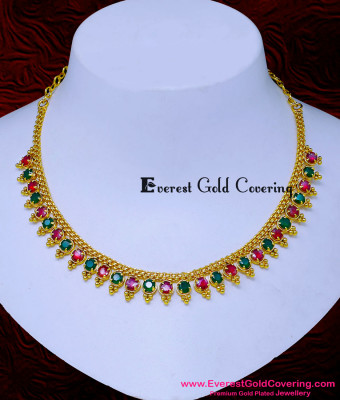 NLC1625 - Elegant Ruby Emerald Gold Wedding Necklace Designs