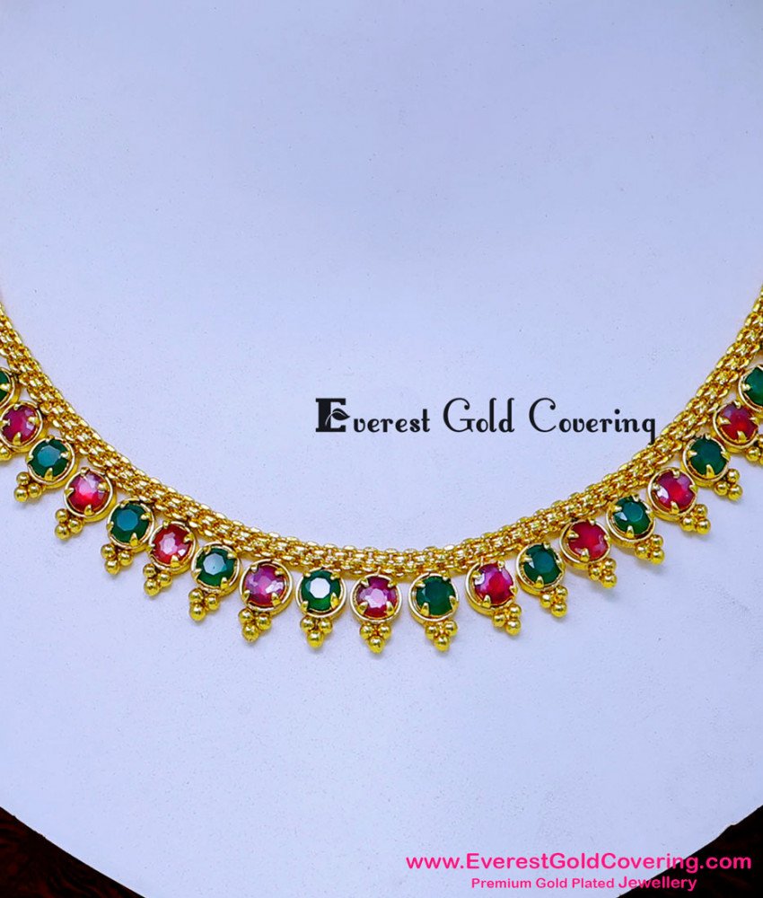 NLC1625 - Elegant Ruby Emerald Gold Wedding Necklace Designs