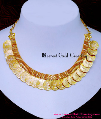 NLC1631 - Traditional Lakshmi Kasu Gold Wedding Necklace Designs