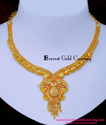 NLC1632 - Gold Plated Simple Gold Necklace Patterns for Wedding